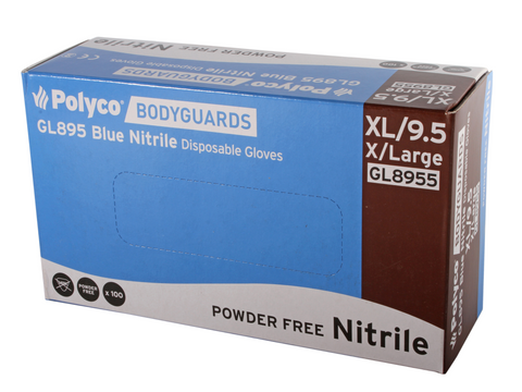 GLOVES NITRILE BODYGUARD POWDER FREE XL (100)