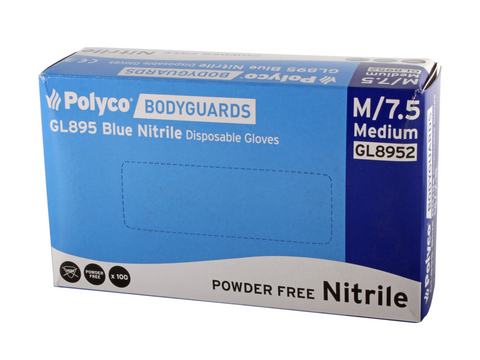 GLOVES NITRILE BODYGUARD POWDER FREE M (100)